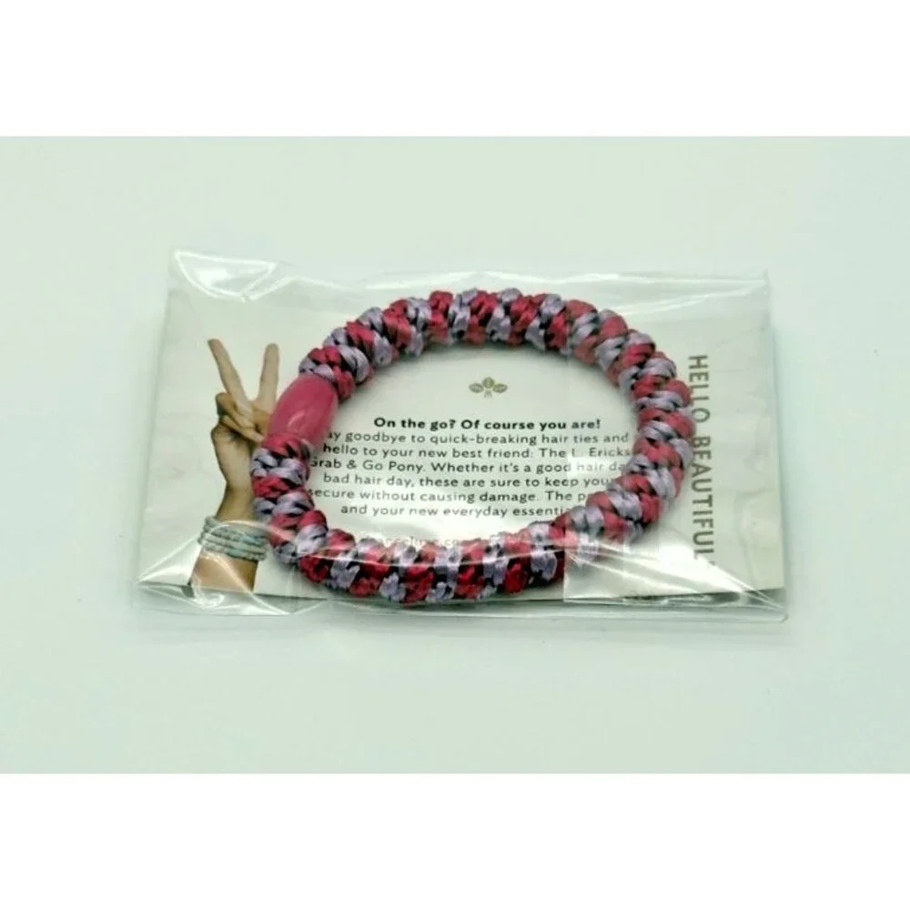 Grab & Go Pony Braided Hair Tie Pink Gray – Gift Ready by L. Erickson